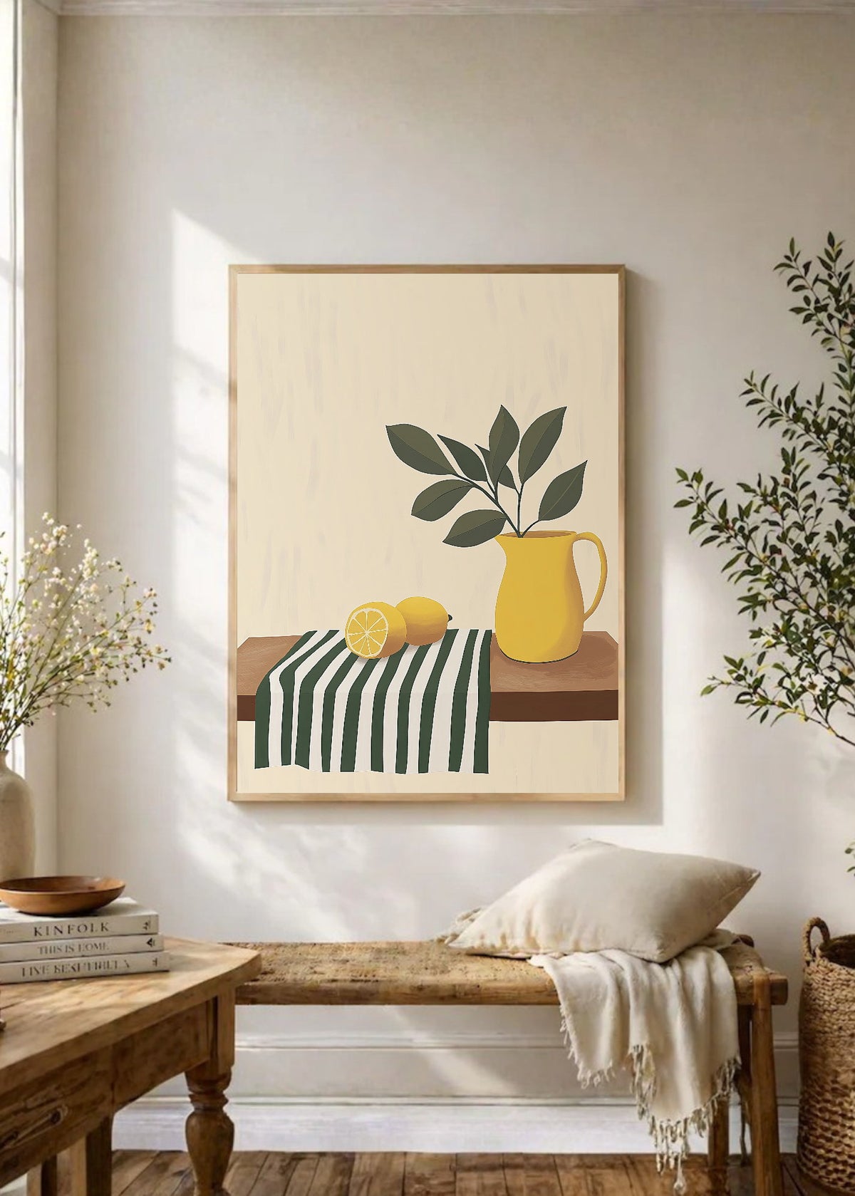 Cuadro Decorativo Trendy, Limones Jarra Amarilla Rayas