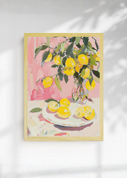 Cuadro Decorativo Trendy, Limones Jarrón Rosa Lila