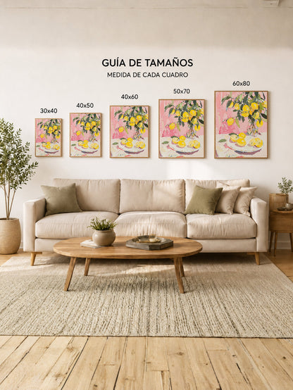 Cuadro Decorativo Trendy, Limones Jarrón Rosa Lila