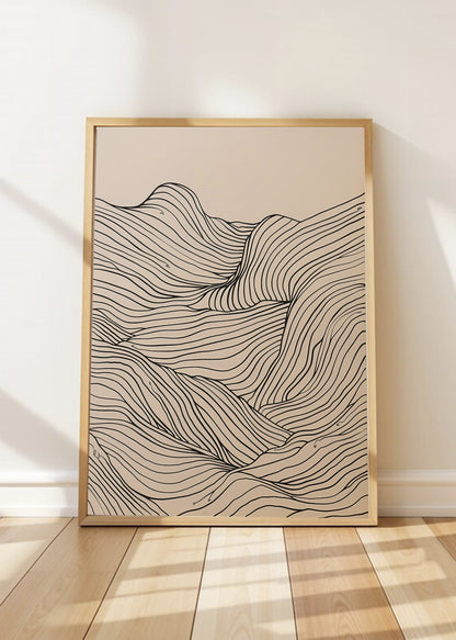 Cuadro Decorativo Trendy, Líneas Onduladas Beige Minimal