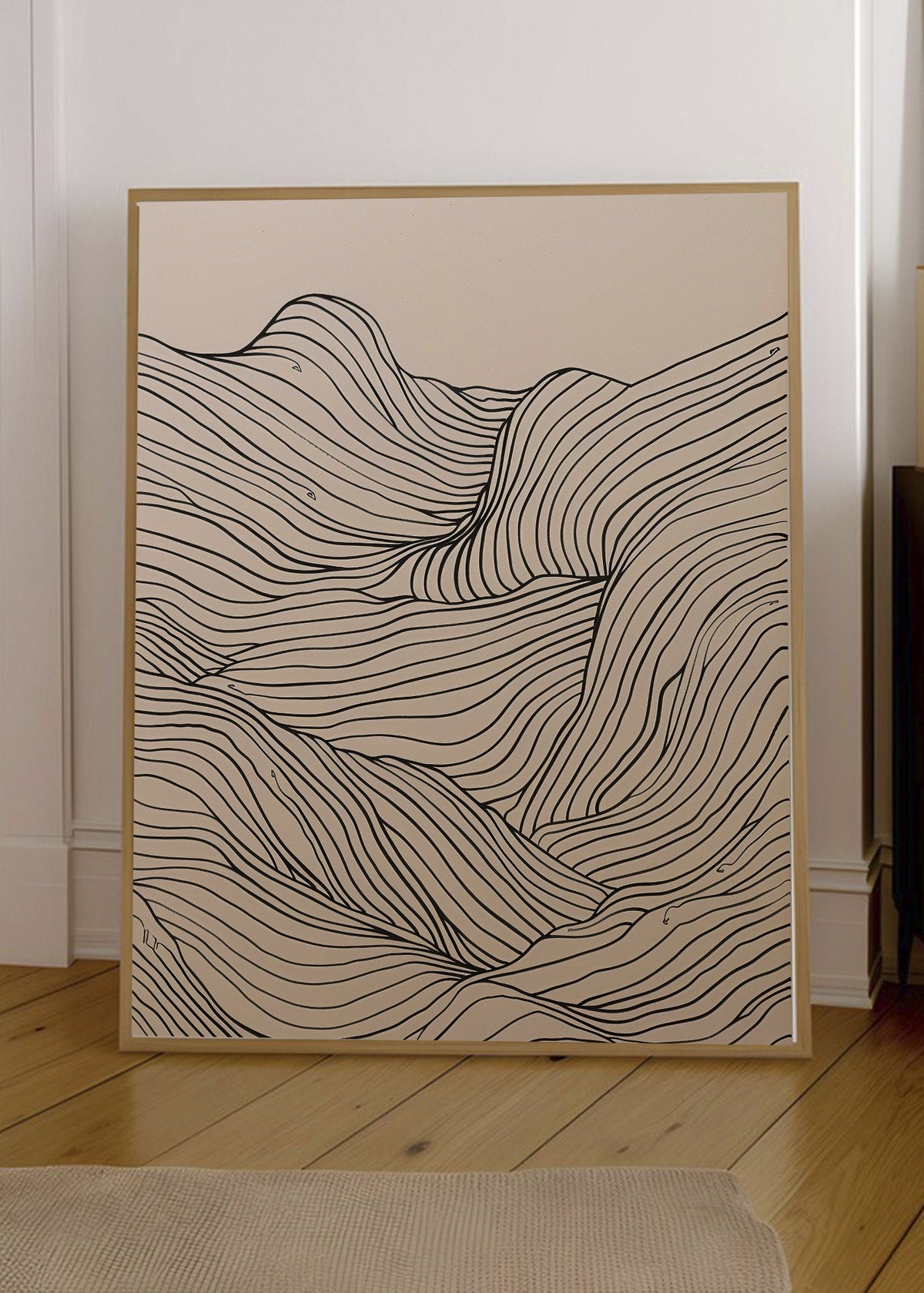 Cuadro Decorativo Trendy, Líneas Onduladas Beige Minimal
