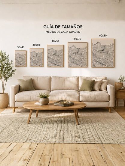Cuadro Decorativo Trendy, Líneas Onduladas Beige Minimal