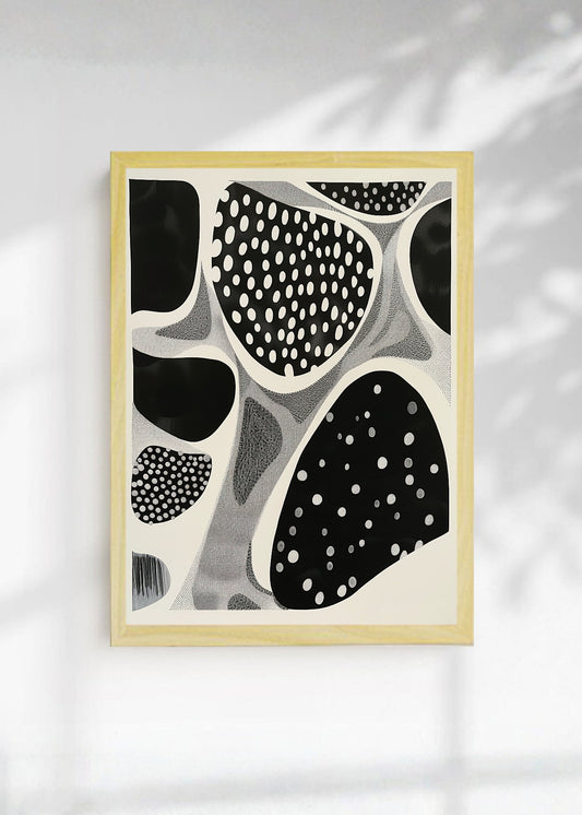 Cuadro Decorativo Trendy, Lunares Orgánicos Blanco Negro IV