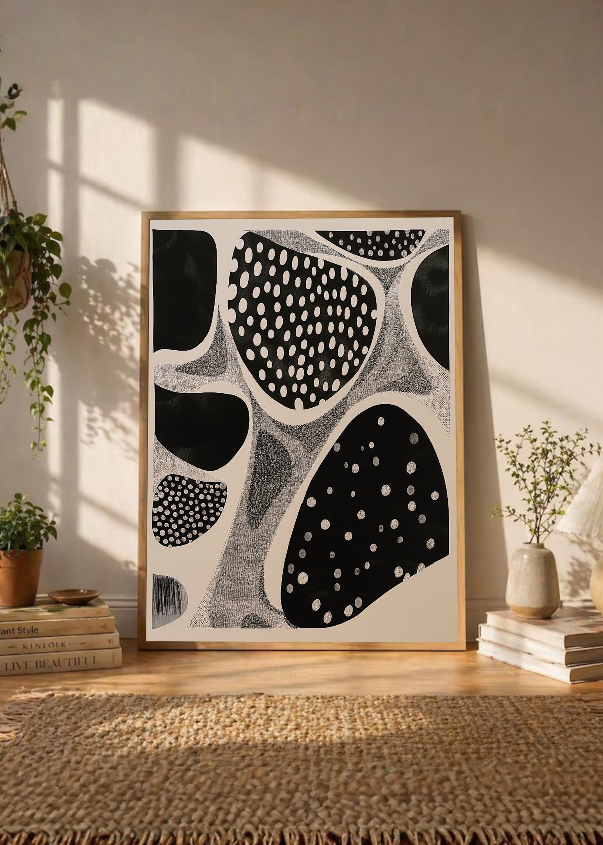 Cuadro Decorativo Trendy, Lunares Orgánicos Blanco Negro IV