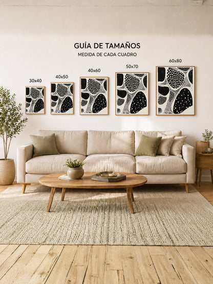 Cuadro Decorativo Trendy, Lunares Orgánicos Blanco Negro IV