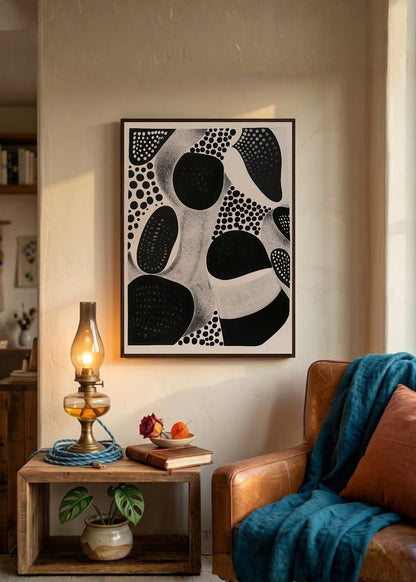 Cuadro Decorativo Trendy, Lunares Orgánicos Blanco Negro I
