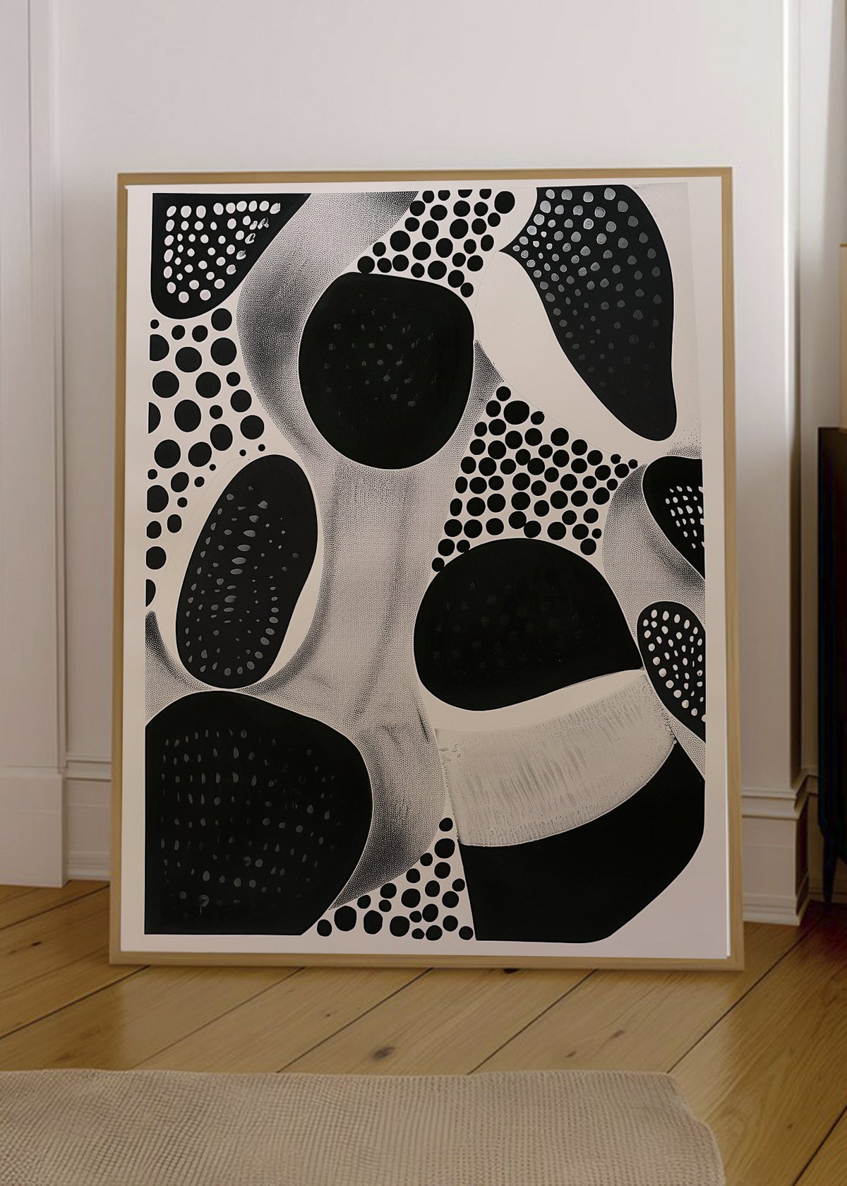 Cuadro Decorativo Trendy, Lunares Orgánicos Blanco Negro I
