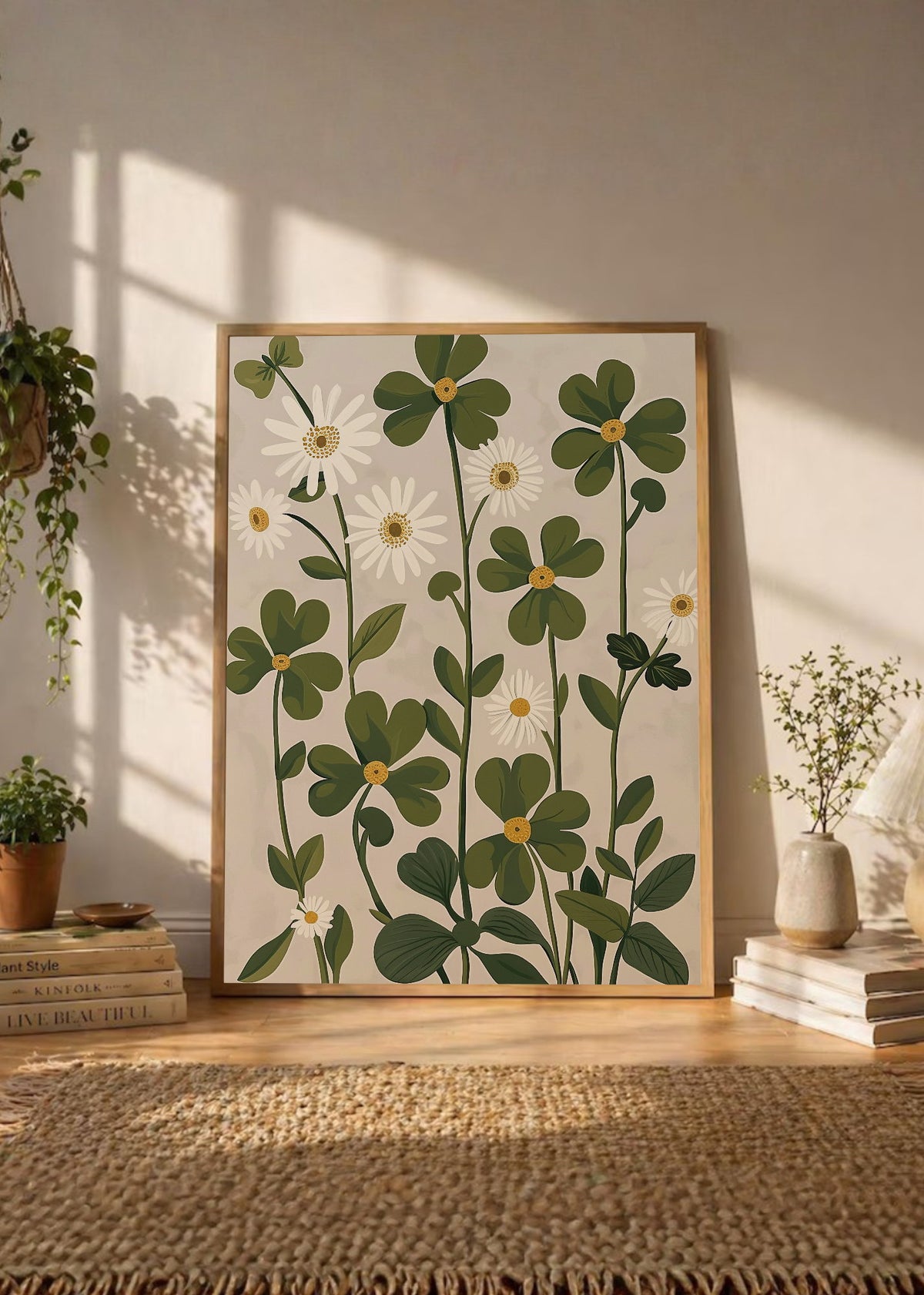 Cuadro Decorativo Trendy, Margaritas Verde Crema