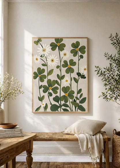 Cuadro Decorativo Trendy, Margaritas Verde Crema