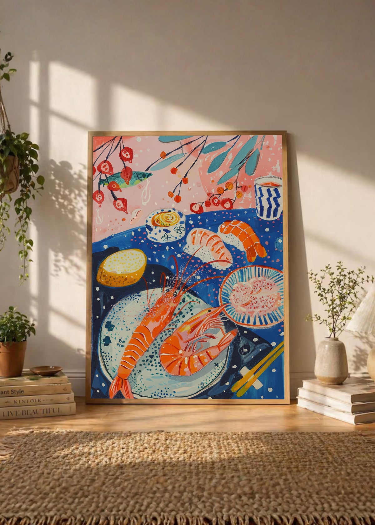 Cuadro Decorativo Trendy, Mesa Mariscos Azul Coral