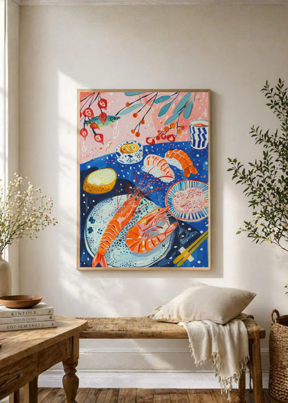 Cuadro Decorativo Trendy, Mesa Mariscos Azul Coral