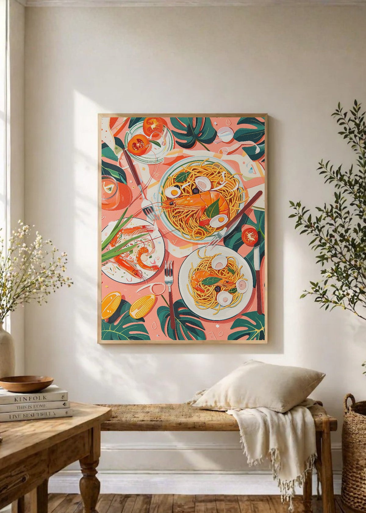 Cuadro Decorativo Trendy, Mesa Pasta Tomates Rosa
