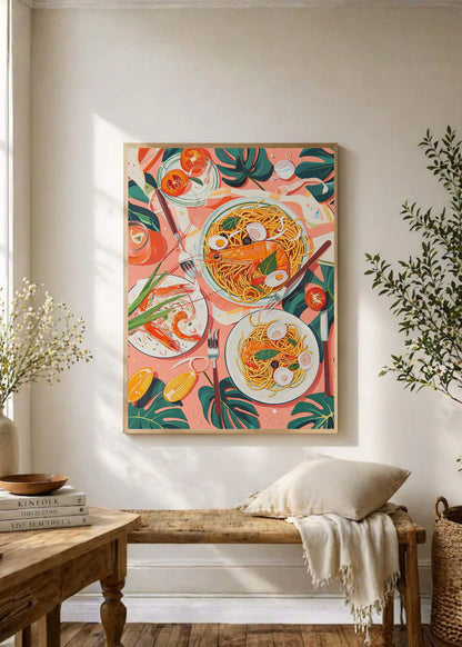 Cuadro Decorativo Trendy, Mesa Pasta Tomates Rosa