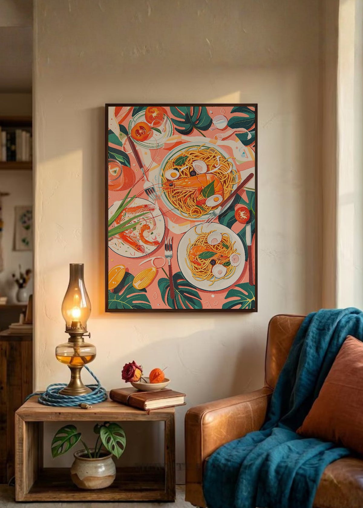 Cuadro Decorativo Trendy, Mesa Pasta Tomates Rosa