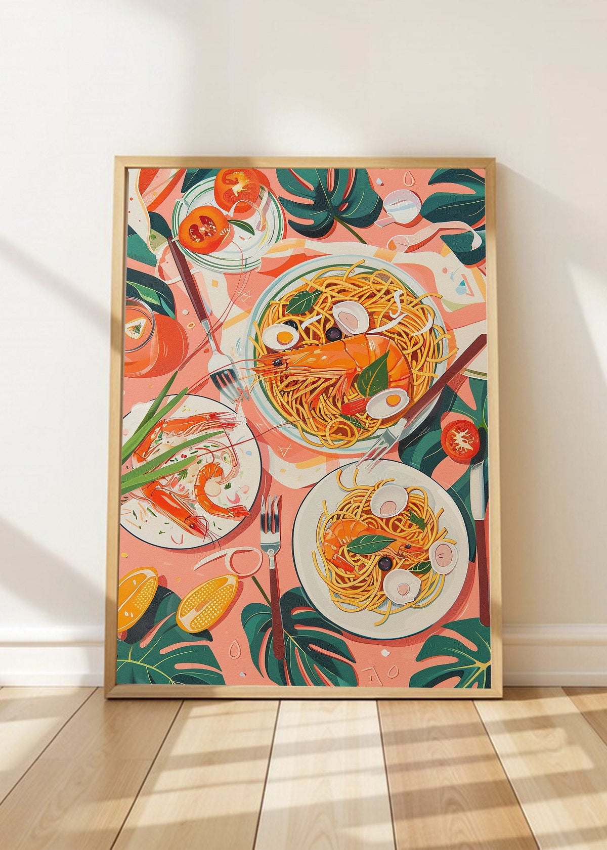 Cuadro Decorativo Trendy, Mesa Pasta Tomates Rosa