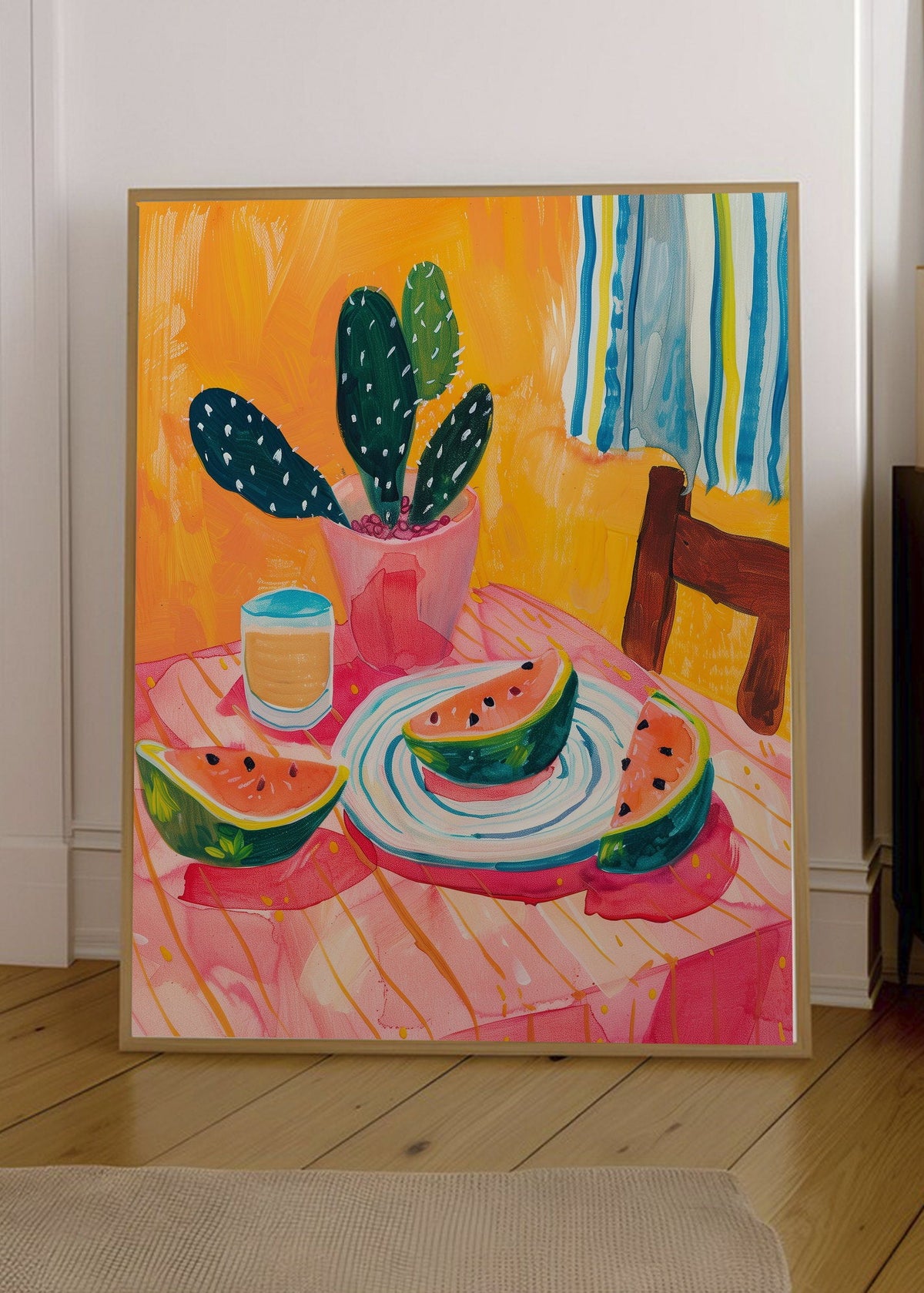 Cuadro Decorativo Trendy, Mesa Sandia Cactus Naranja