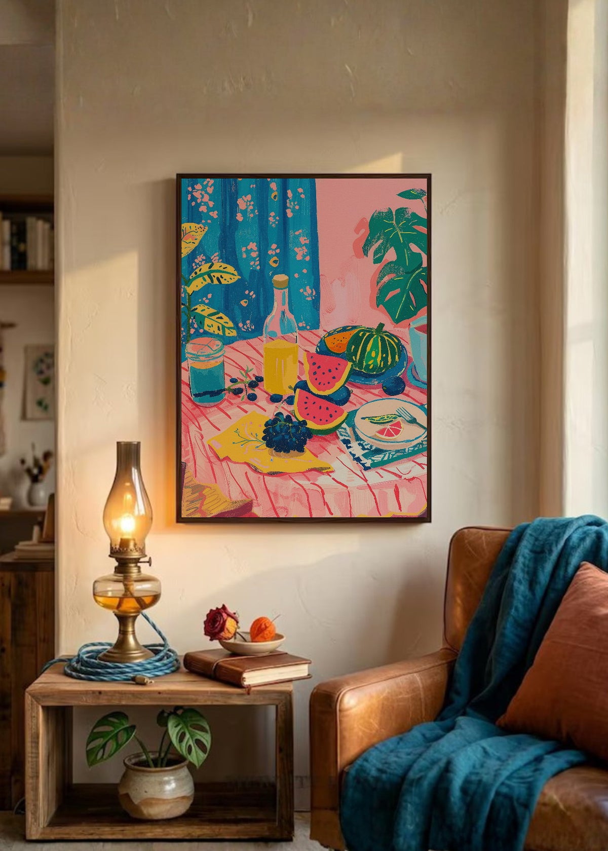 Cuadro Decorativo Trendy, Mesa Verano Frutas Azul