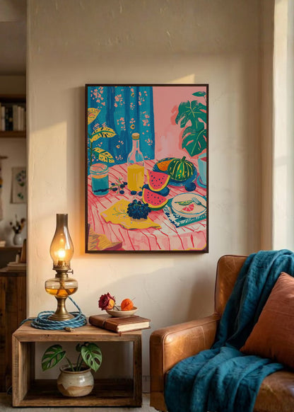 Cuadro Decorativo Trendy, Mesa Verano Frutas Azul