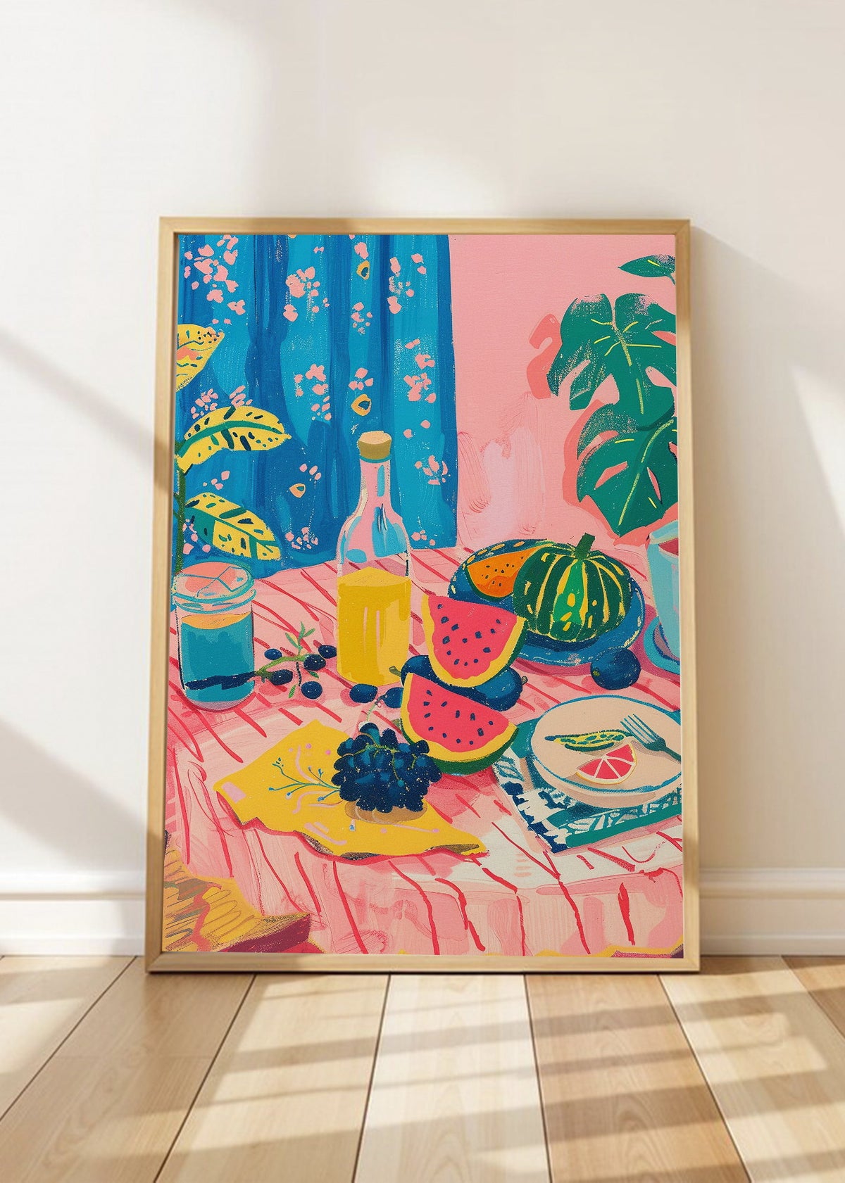 Cuadro Decorativo Trendy, Mesa Verano Frutas Azul
