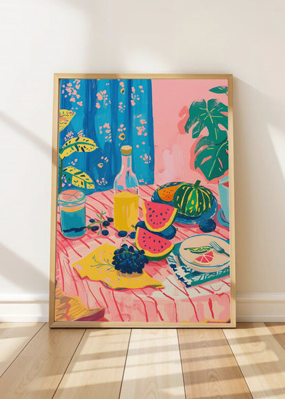 Cuadro Decorativo Trendy, Mesa Verano Frutas Azul