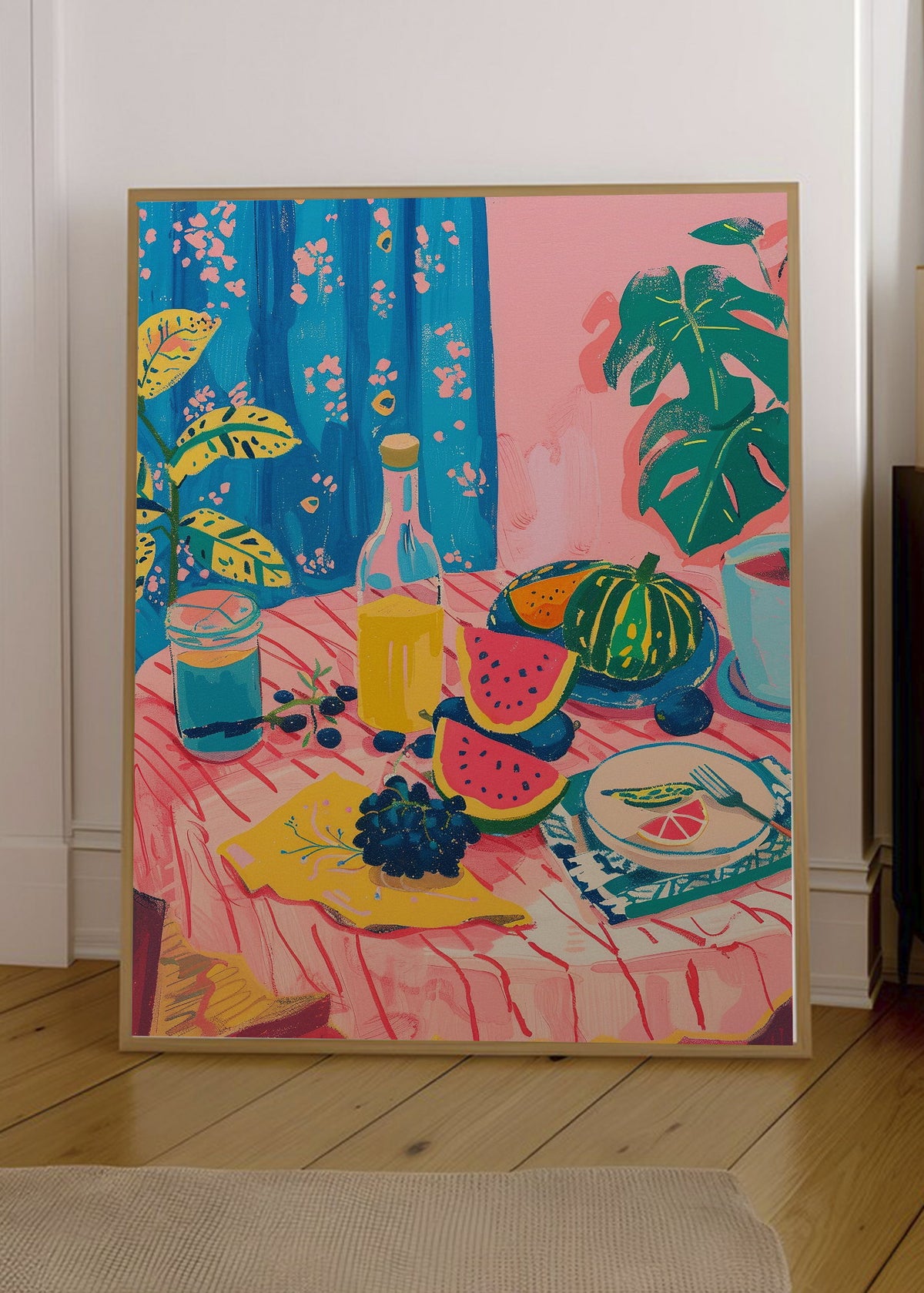 Cuadro Decorativo Trendy, Mesa Verano Frutas Azul