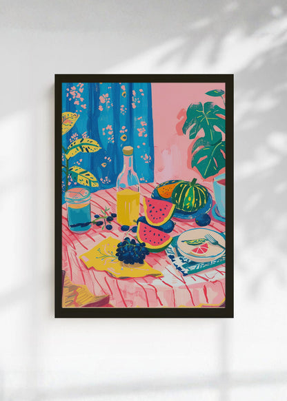 Cuadro Decorativo Trendy, Mesa Verano Frutas Azul
