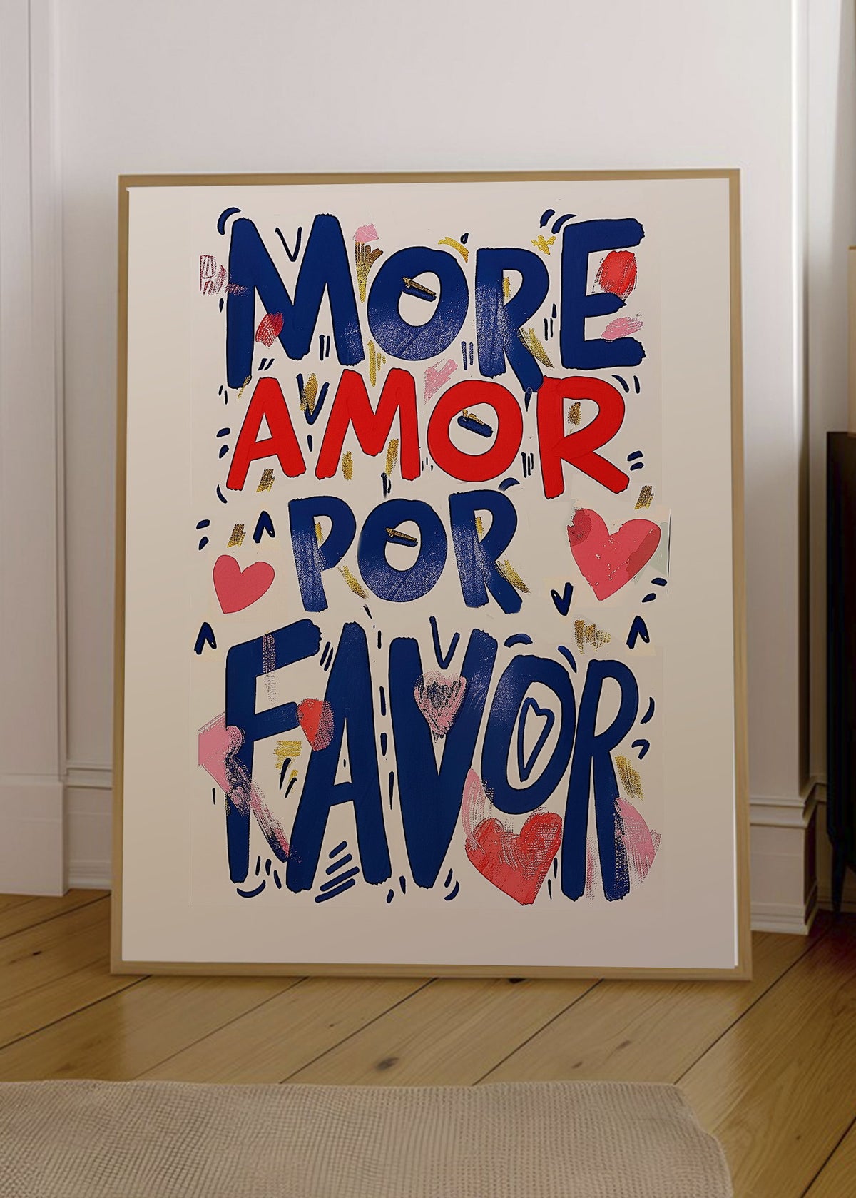 Cuadro Decorativo Trendy, More Amor por Favor Crema