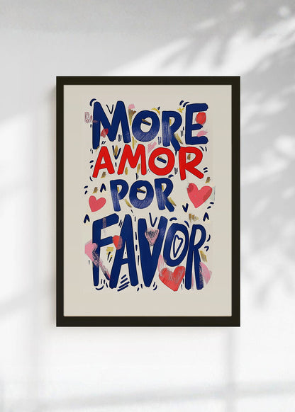 Cuadro Decorativo Trendy, More Amor por Favor Crema
