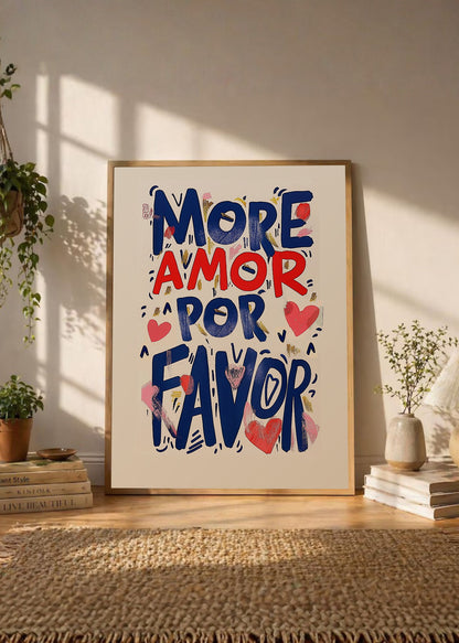 Cuadro Decorativo Trendy, More Amor por Favor Crema