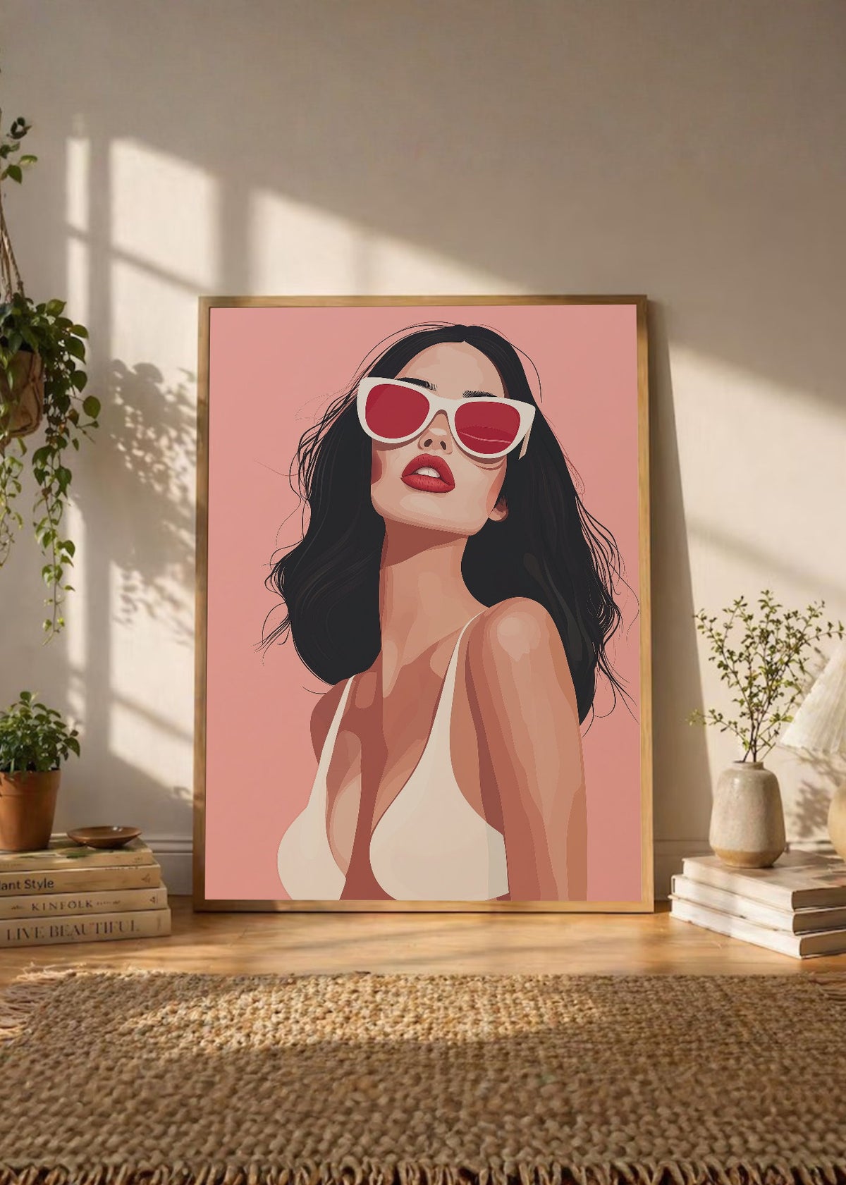 Cuadro Decorativo Trendy, Mujer Lentes Sol Rosa