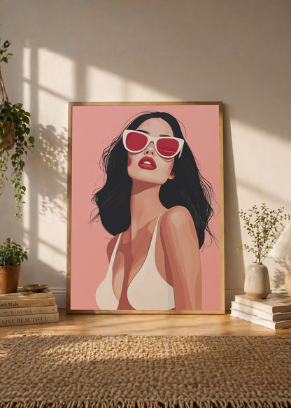 Cuadro Decorativo Trendy, Mujer Lentes Sol Rosa