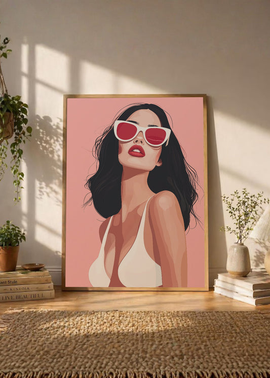 Cuadro Decorativo Trendy, Mujer Lentes Sol Rosa