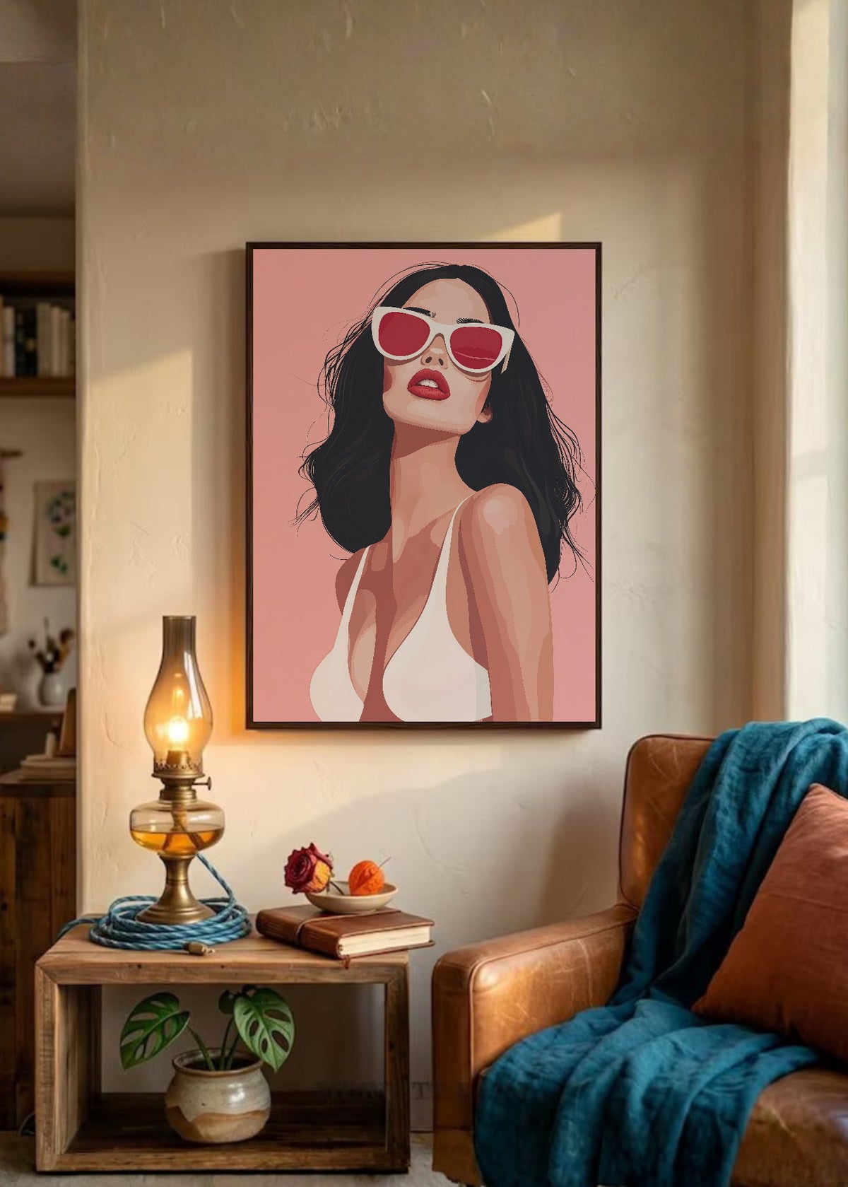 Cuadro Decorativo Trendy, Mujer Lentes Sol Rosa