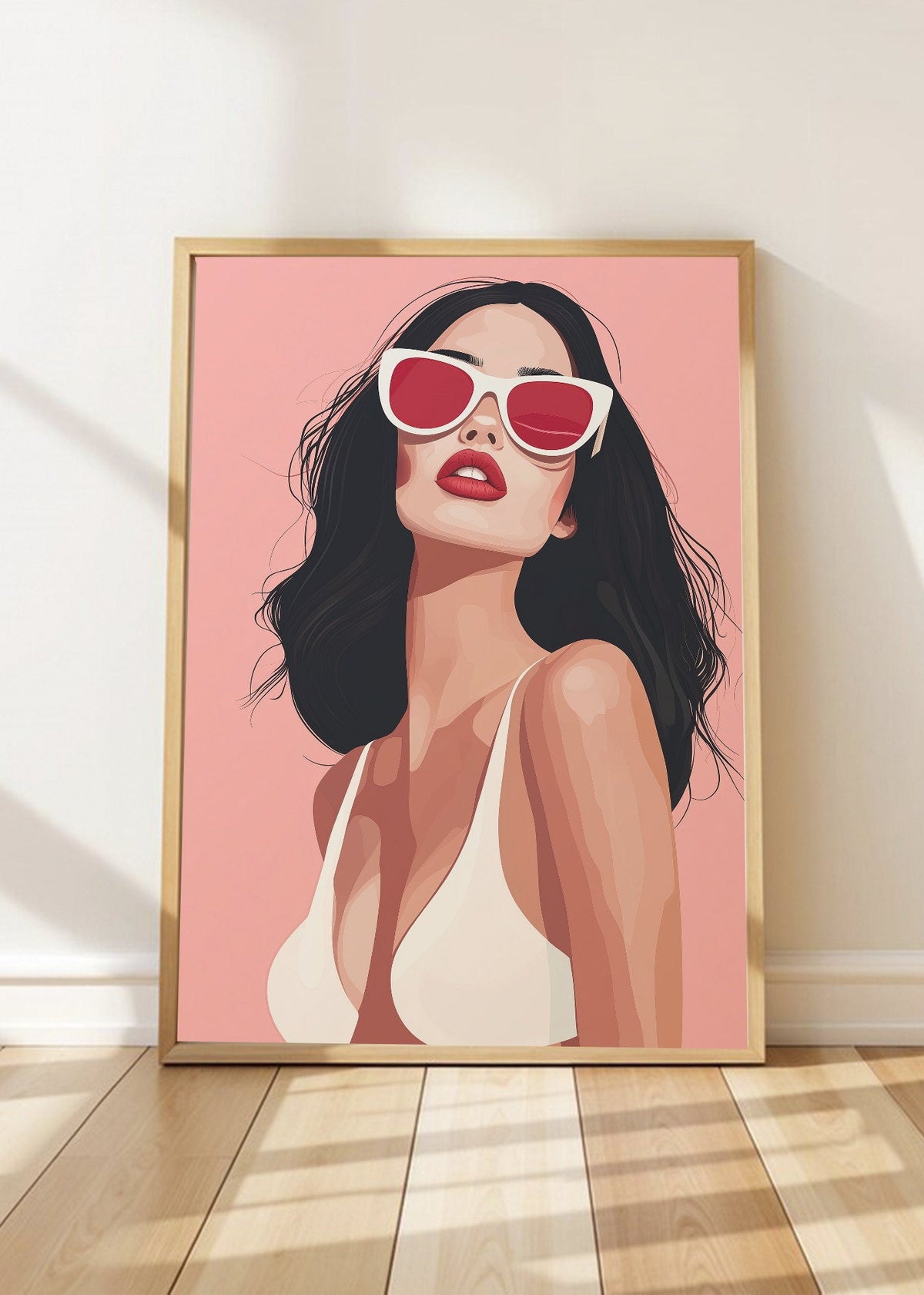 Cuadro Decorativo Trendy, Mujer Lentes Sol Rosa