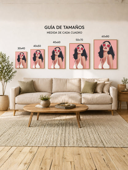 Cuadro Decorativo Trendy, Mujer Lentes Sol Rosa
