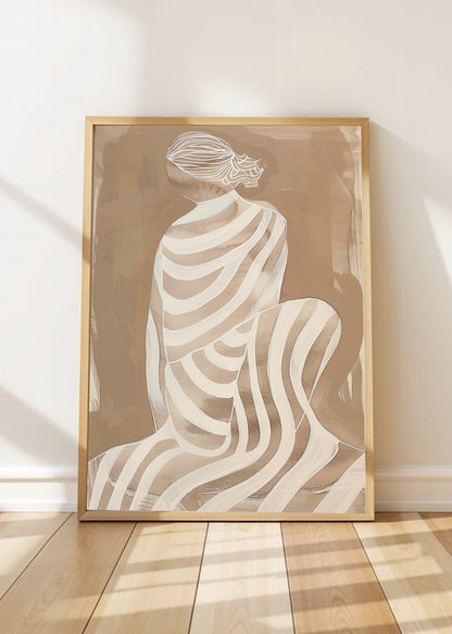 Cuadro Decorativo Trendy, Mujer Tela Rayas Beige