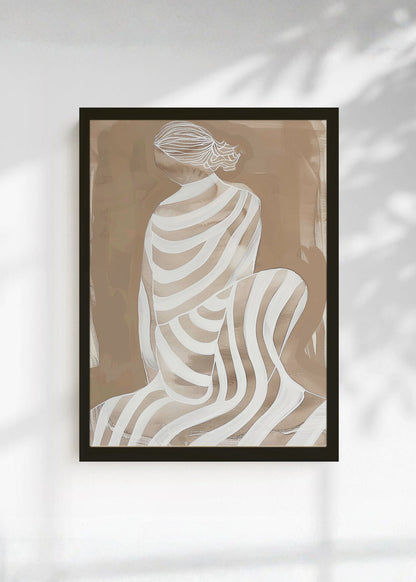 Cuadro Decorativo Trendy, Mujer Tela Rayas Beige