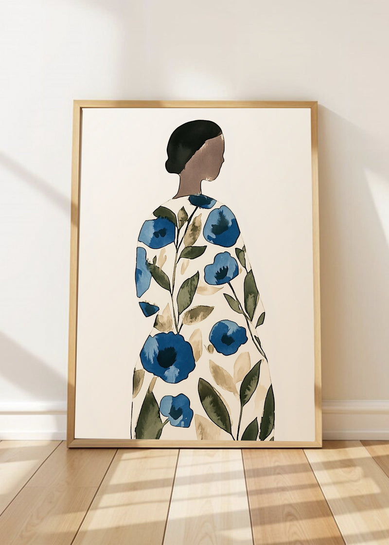 Mujer Vestido Flores Azul