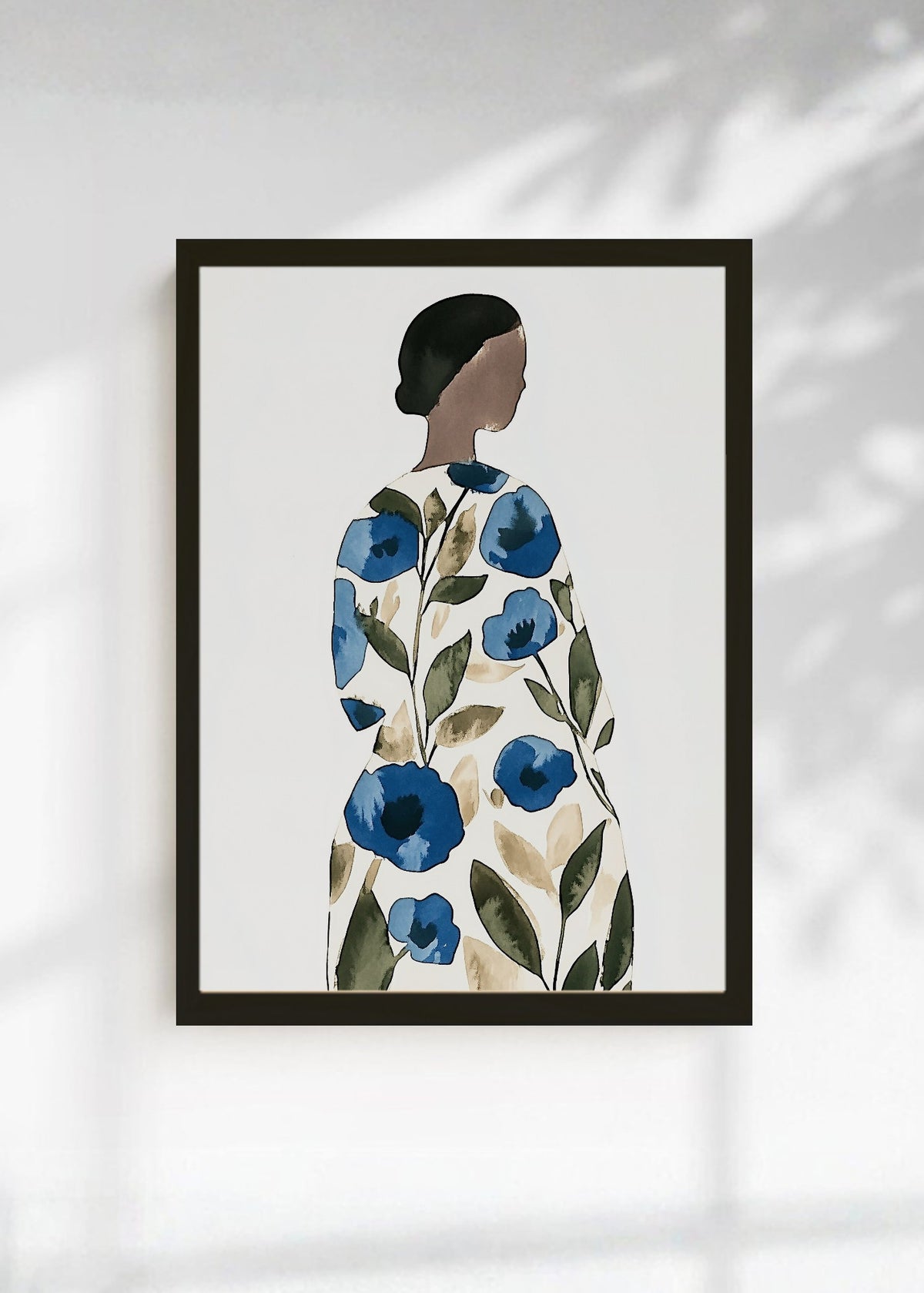 Cuadro Decorativo Trendy, Mujer Vestido Flores Azul