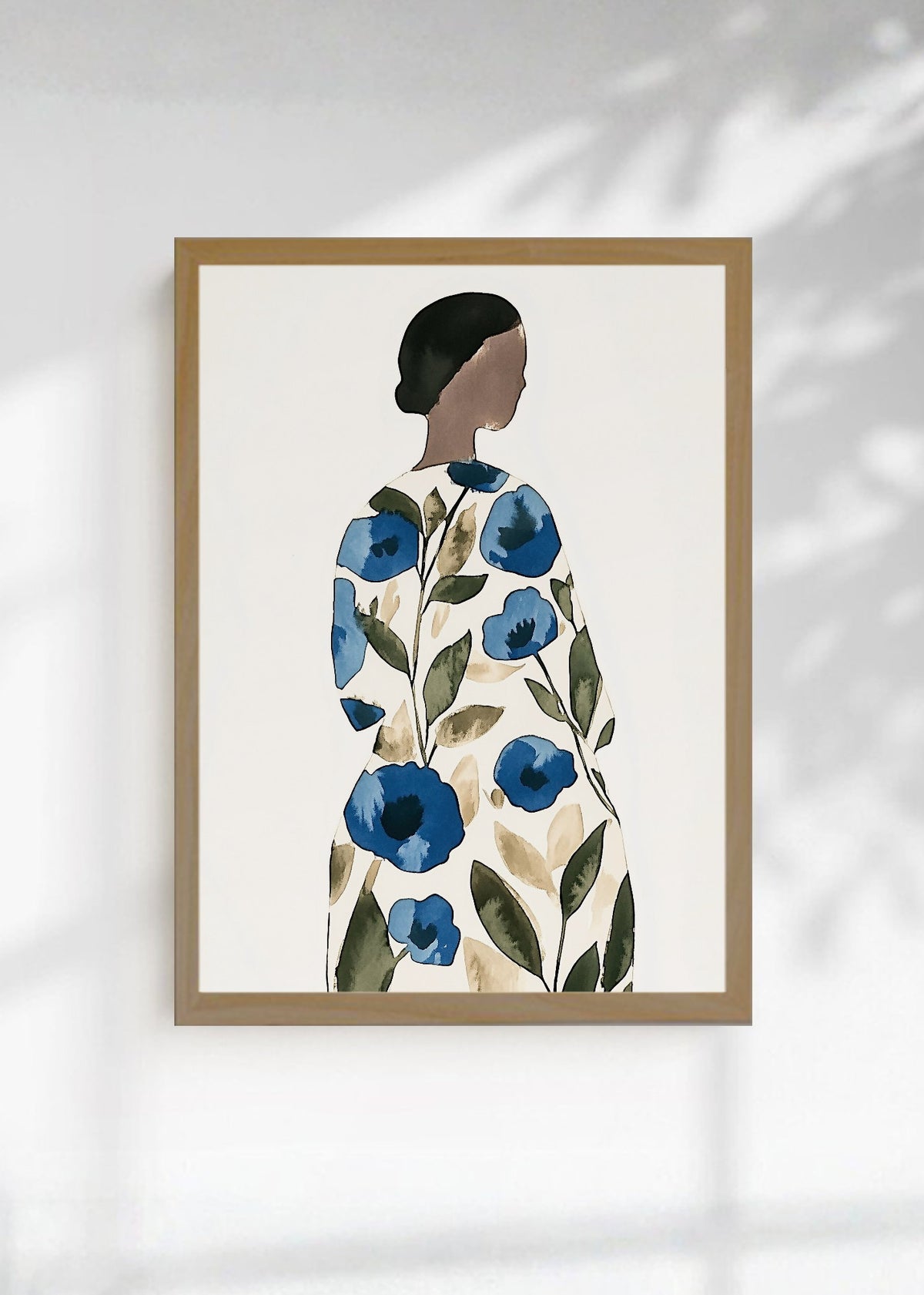 Cuadro Decorativo Trendy, Mujer Vestido Flores Azul