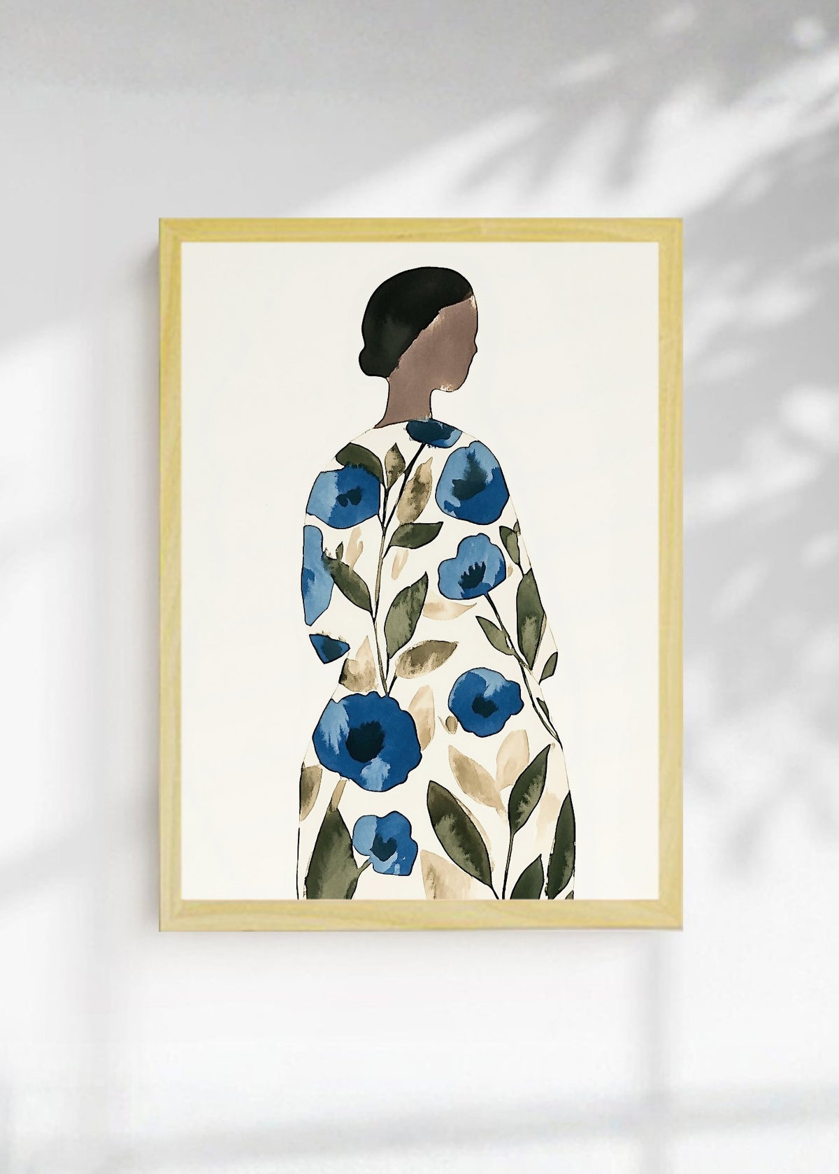 Cuadro Decorativo Trendy, Mujer Vestido Flores Azul