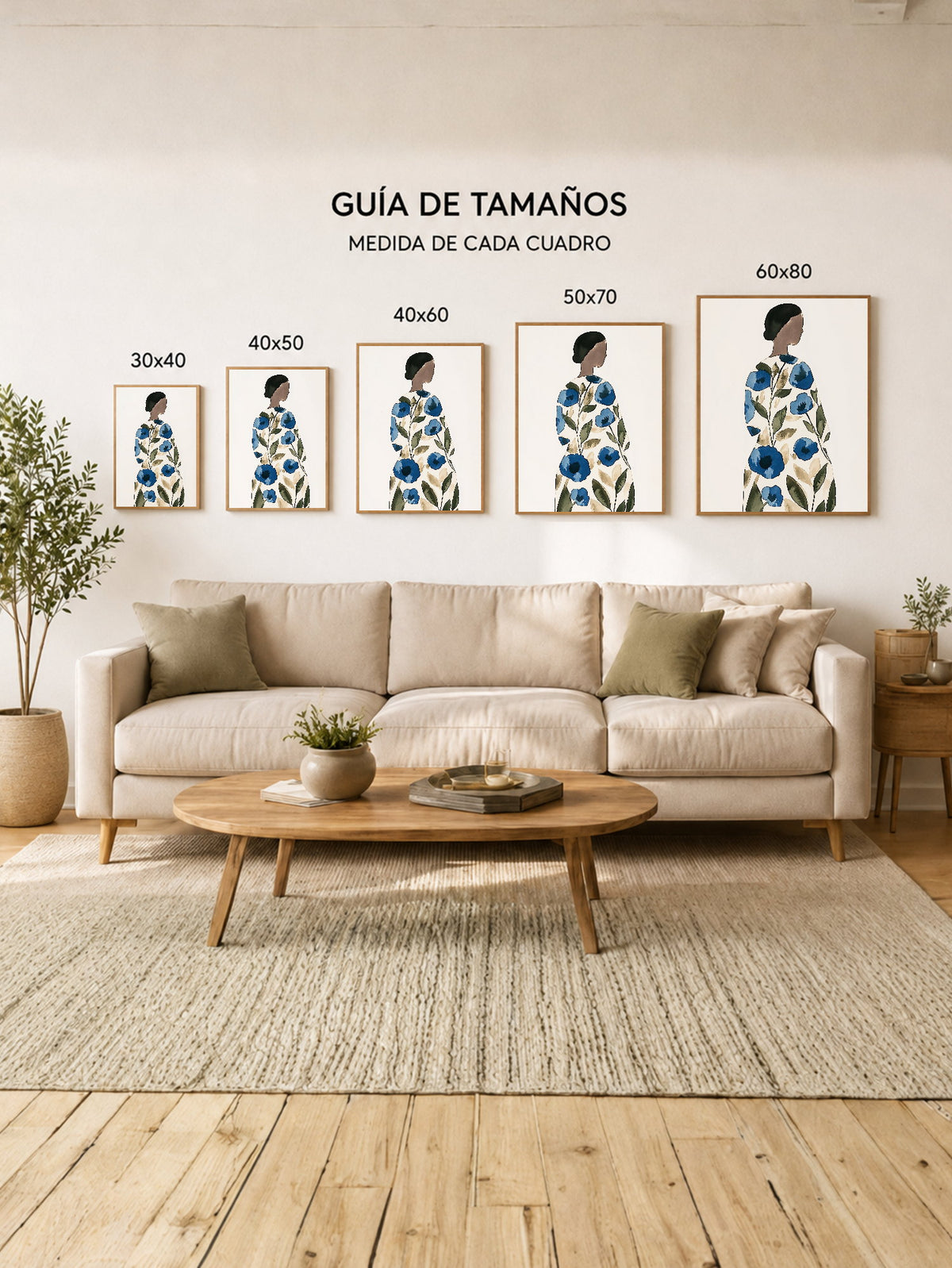 Cuadro Decorativo Trendy, Mujer Vestido Flores Azul
