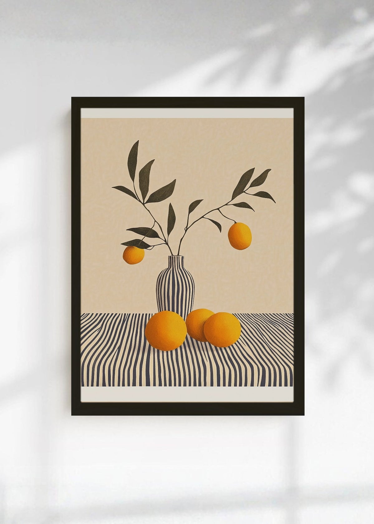 Cuadro Decorativo Trendy, Naranjas Rama Jarrón Beige