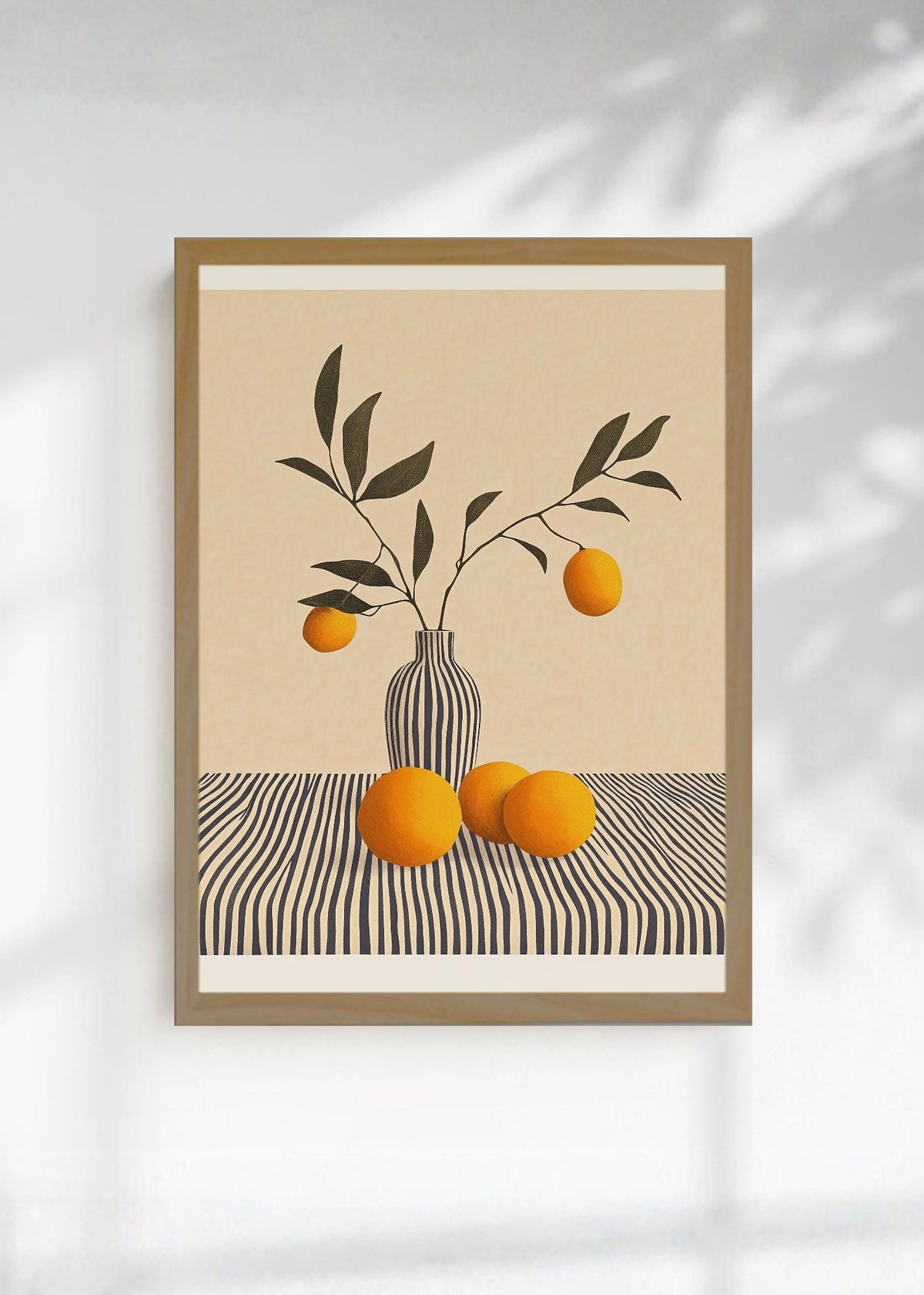 Cuadro Decorativo Trendy, Naranjas Rama Jarrón Beige