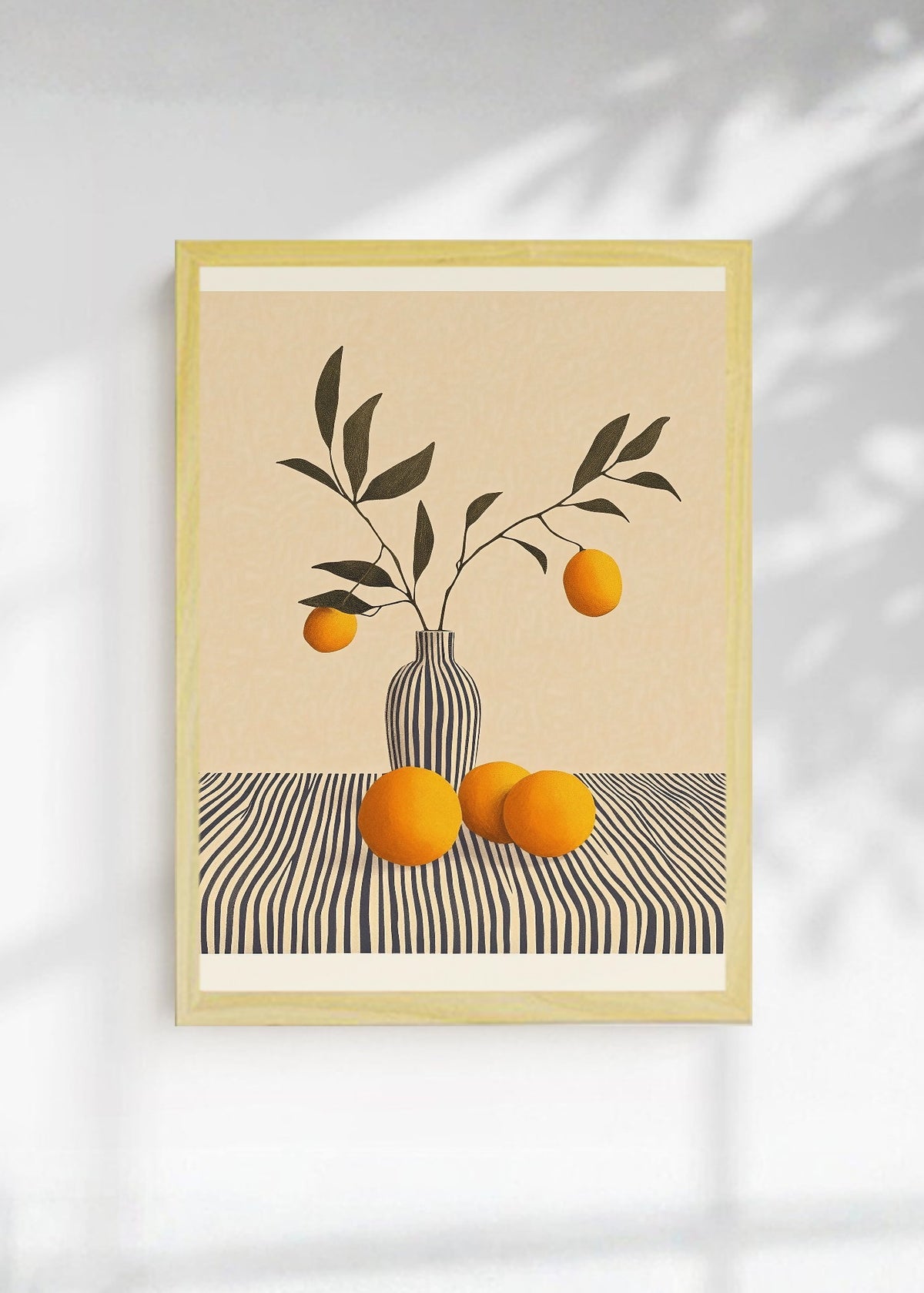 Cuadro Decorativo Trendy, Naranjas Rama Jarrón Beige