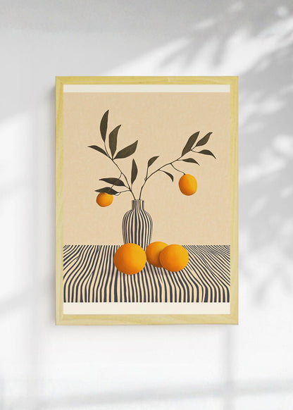 Cuadro Decorativo Trendy, Naranjas Rama Jarrón Beige
