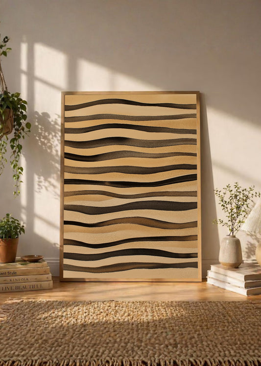 Cuadro Decorativo Trendy, Ondas Madera Marrón