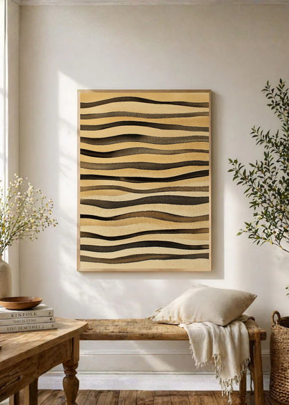 Cuadro Decorativo Trendy, Ondas Madera Marrón