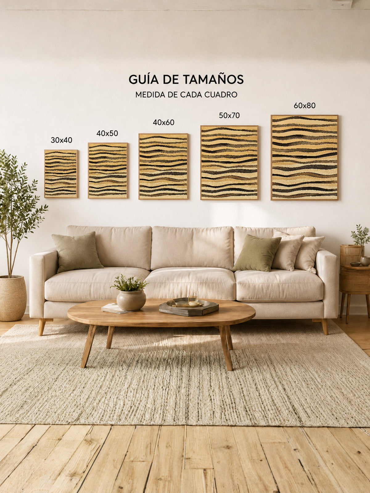 Cuadro Decorativo Trendy, Ondas Madera Marrón