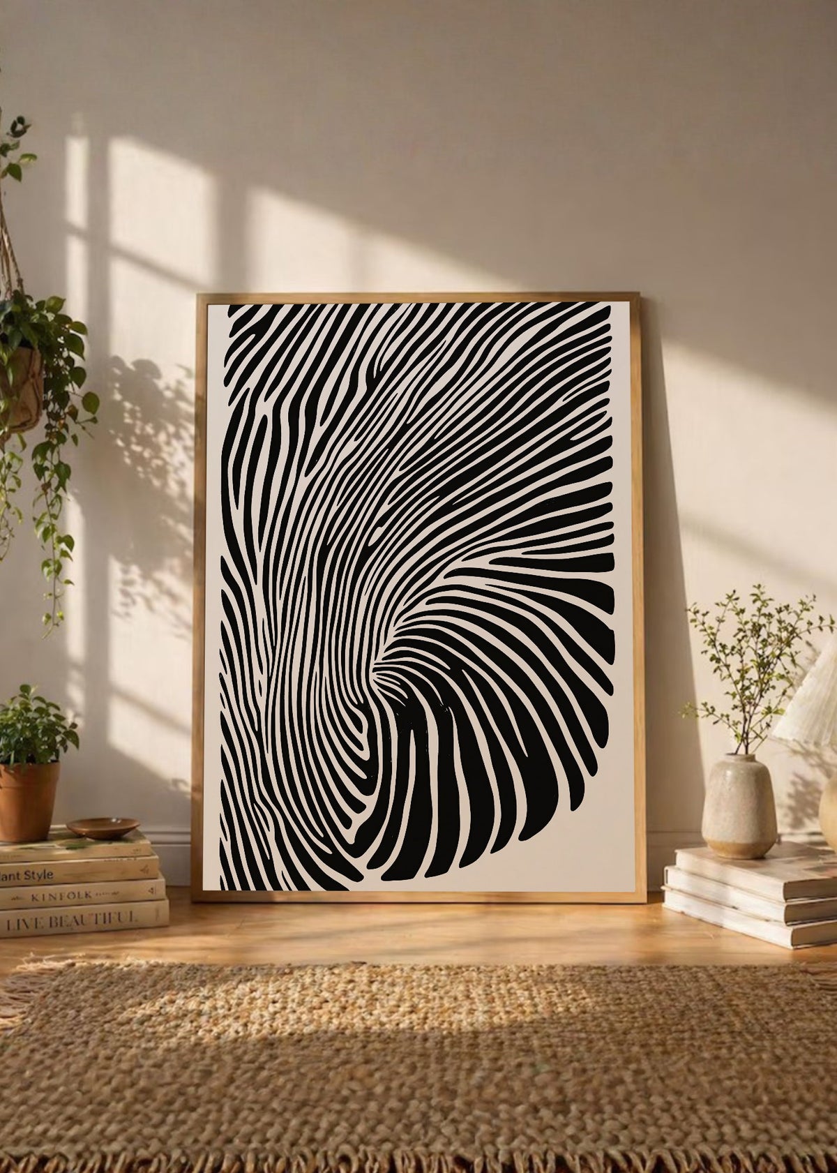 Cuadro Decorativo Trendy, Óptico Líneas Blanco Negro